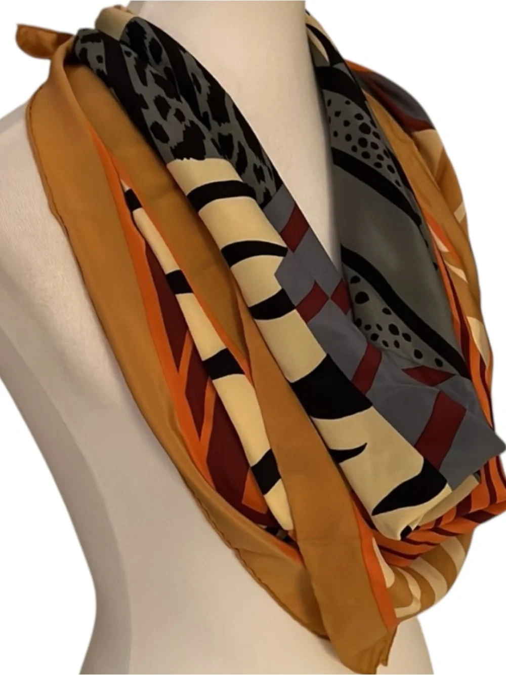Large Square Scarf Animal Print Zebra Leopard Geometric Patchwork 30”